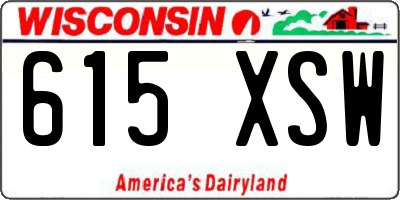 WI license plate 615XSW