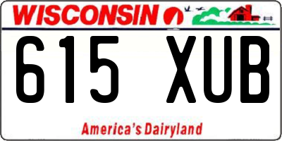WI license plate 615XUB