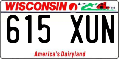 WI license plate 615XUN