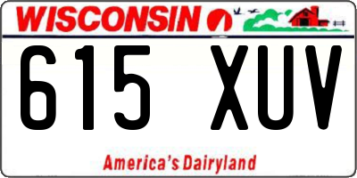 WI license plate 615XUV
