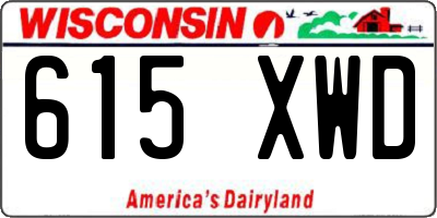 WI license plate 615XWD