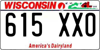 WI license plate 615XXO