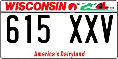 WI license plate 615XXV