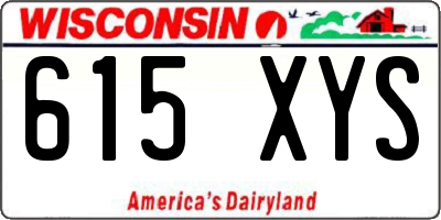WI license plate 615XYS