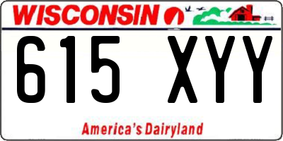 WI license plate 615XYY