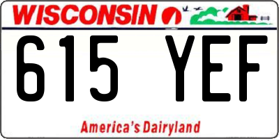 WI license plate 615YEF