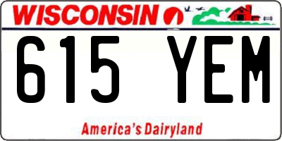 WI license plate 615YEM