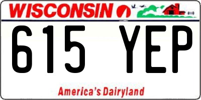 WI license plate 615YEP