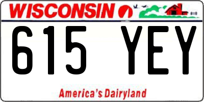 WI license plate 615YEY