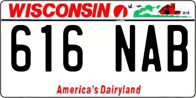 WI license plate 616NAB