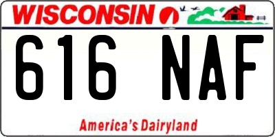 WI license plate 616NAF