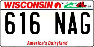 WI license plate 616NAG