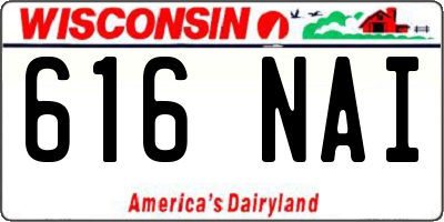 WI license plate 616NAI