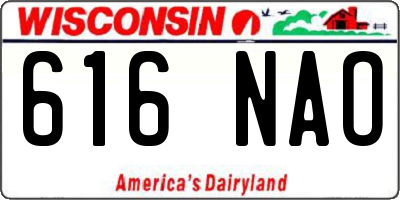 WI license plate 616NAO