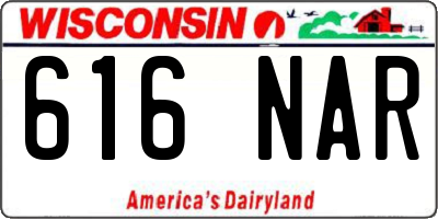 WI license plate 616NAR