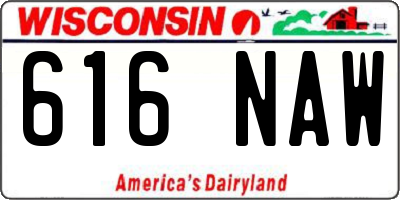 WI license plate 616NAW