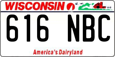 WI license plate 616NBC