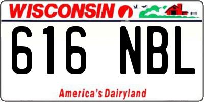 WI license plate 616NBL