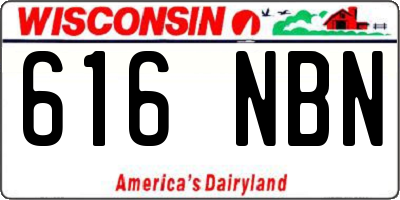 WI license plate 616NBN