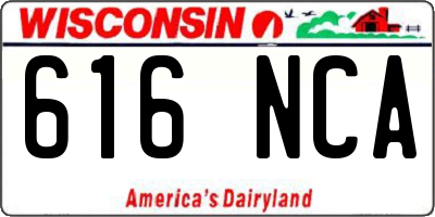 WI license plate 616NCA