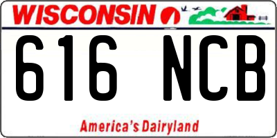 WI license plate 616NCB