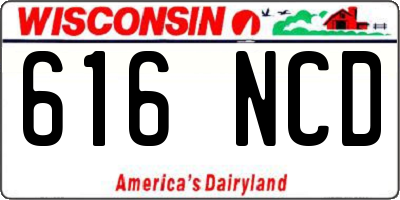 WI license plate 616NCD