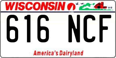 WI license plate 616NCF