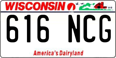 WI license plate 616NCG