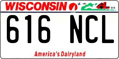 WI license plate 616NCL