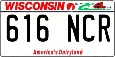 WI license plate 616NCR