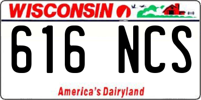 WI license plate 616NCS