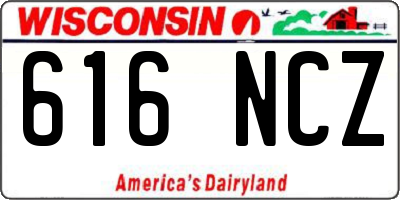 WI license plate 616NCZ