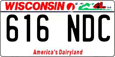 WI license plate 616NDC