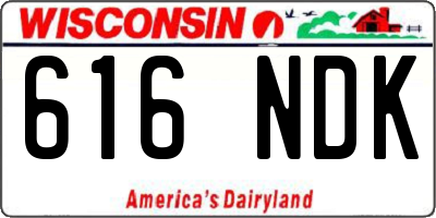 WI license plate 616NDK