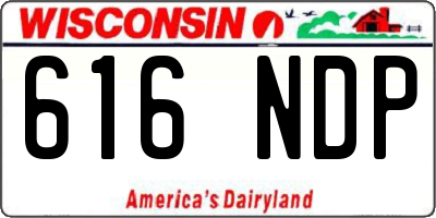 WI license plate 616NDP