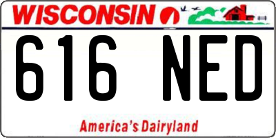 WI license plate 616NED