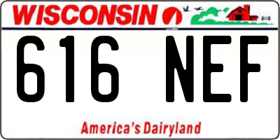 WI license plate 616NEF