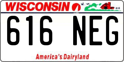 WI license plate 616NEG