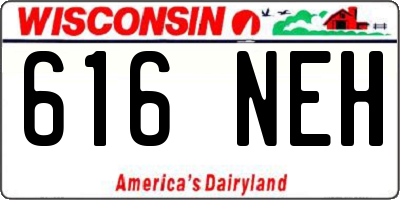 WI license plate 616NEH