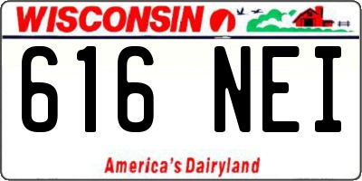 WI license plate 616NEI