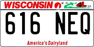 WI license plate 616NEQ