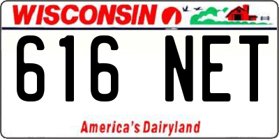 WI license plate 616NET