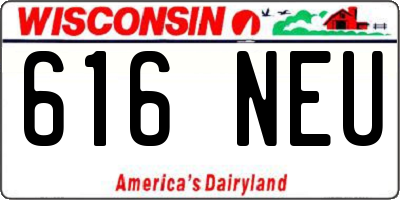 WI license plate 616NEU