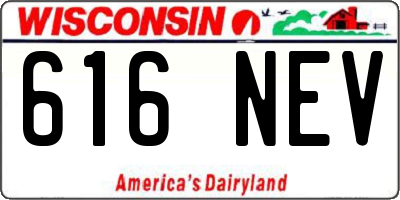 WI license plate 616NEV