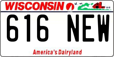 WI license plate 616NEW