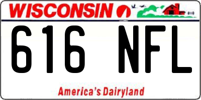 WI license plate 616NFL
