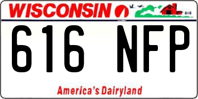 WI license plate 616NFP