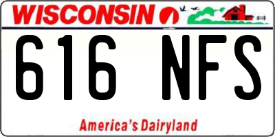WI license plate 616NFS