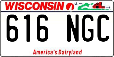 WI license plate 616NGC