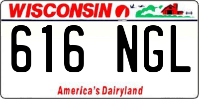WI license plate 616NGL